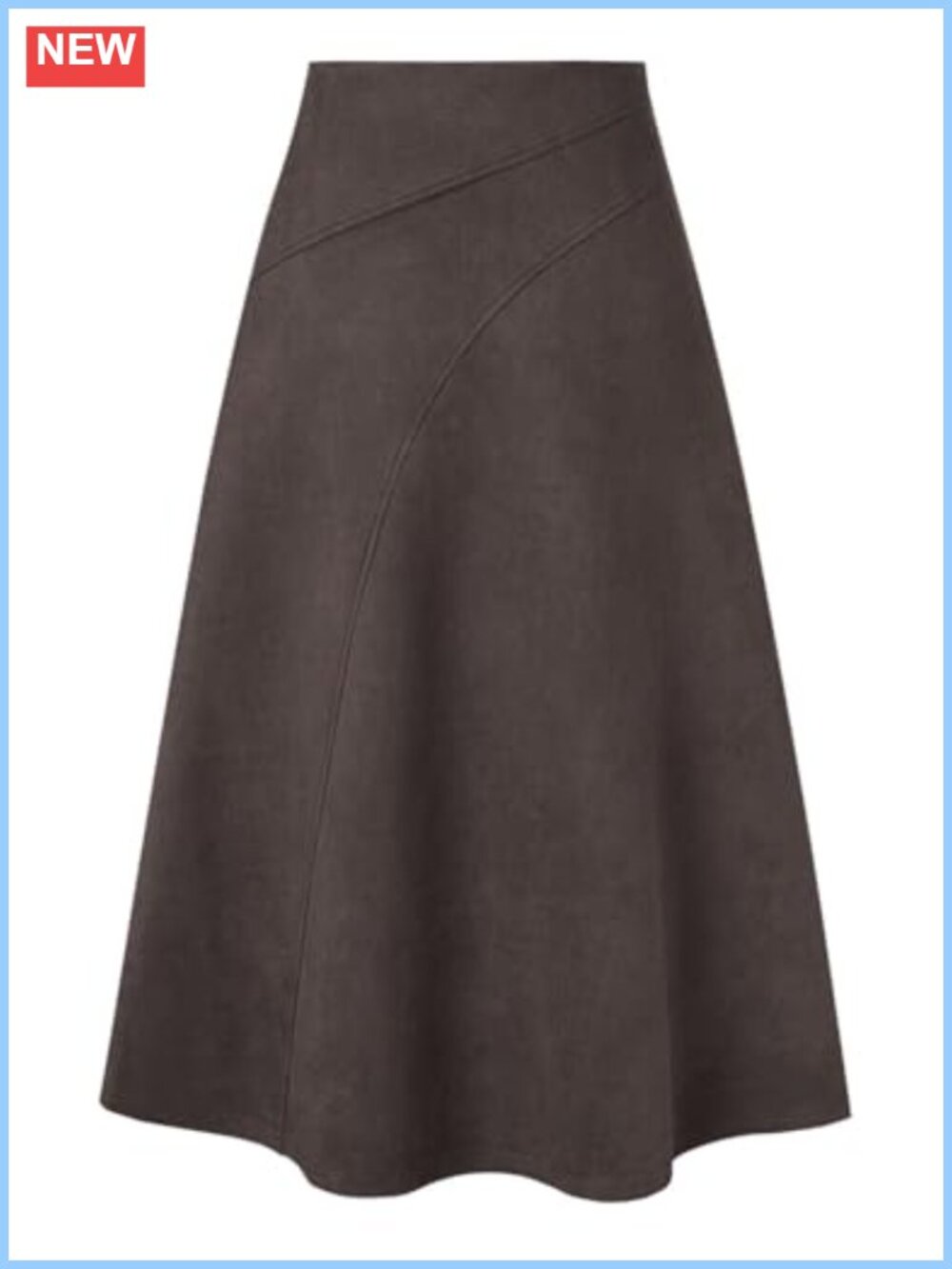 Faux Suede High Waist A-Line Midi Skirt Fall Winter Work Casual